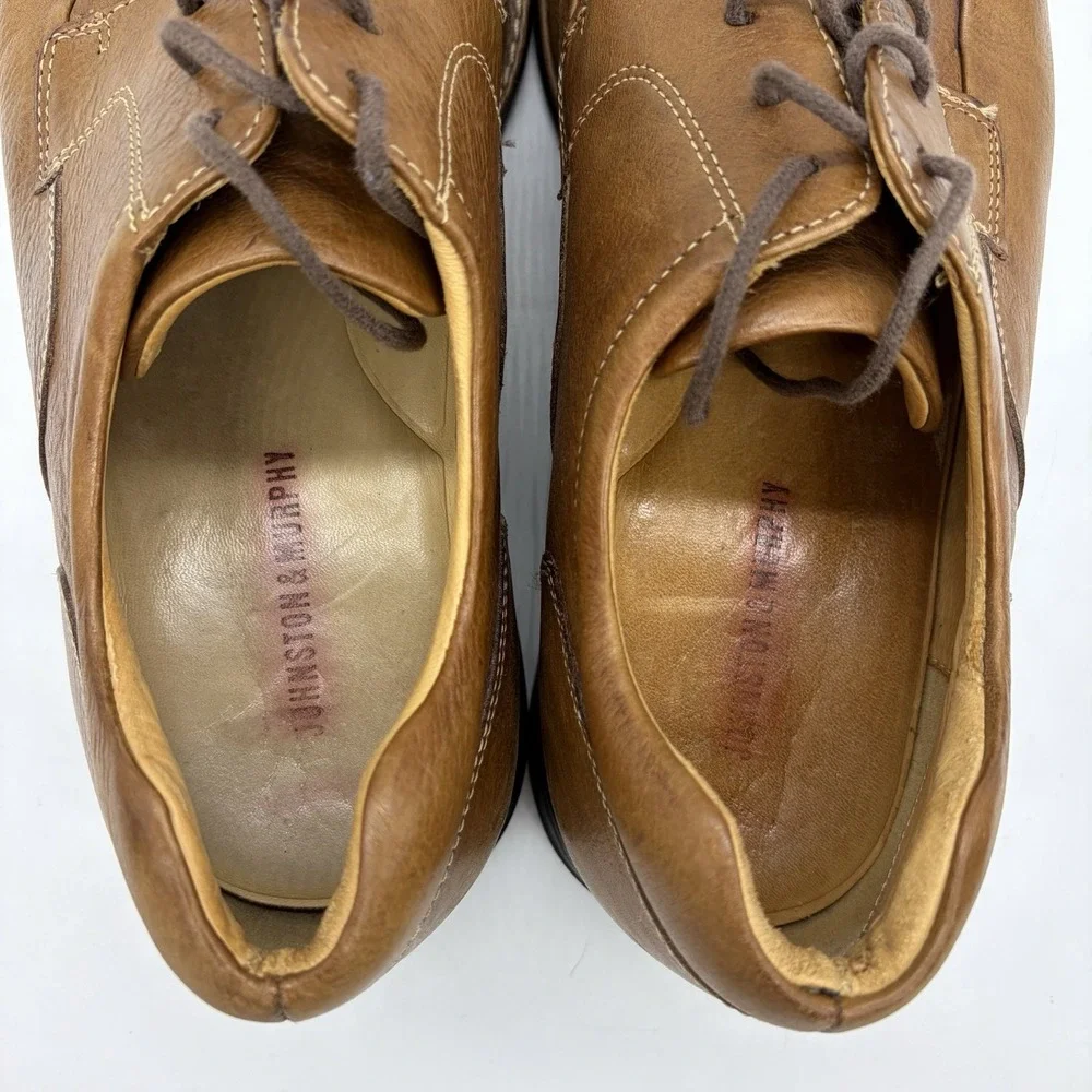 Johnston Murphy Mens 14 Shoes Shuler Bicycle Oxford Tan Sheepskin Lined 20-7223